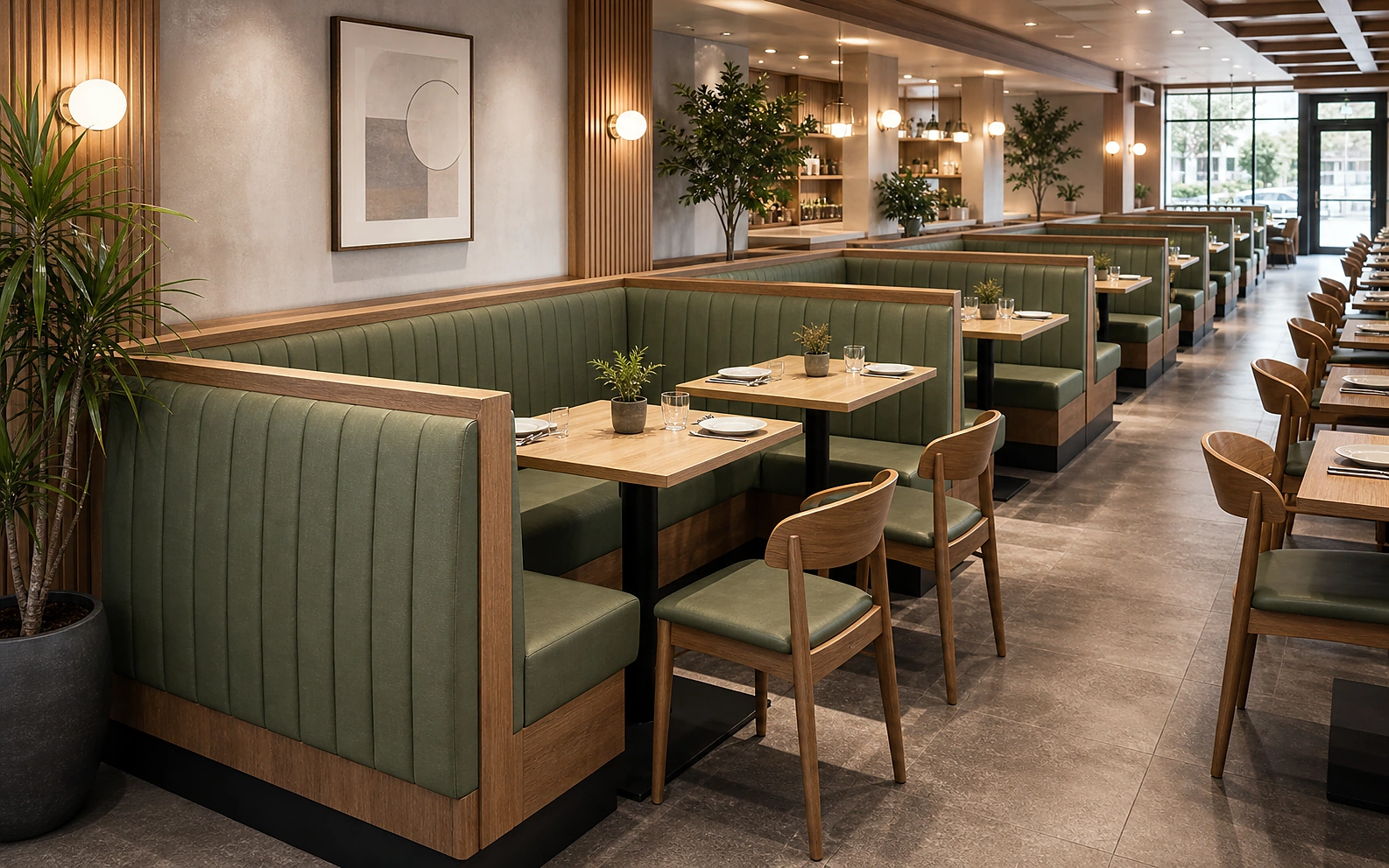 Modular upholstered restaurant booth seating